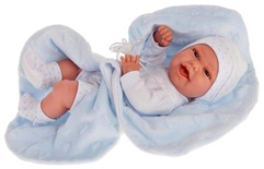 6025B Кукла-младенец Эва на голубом одеяльце, 33 см