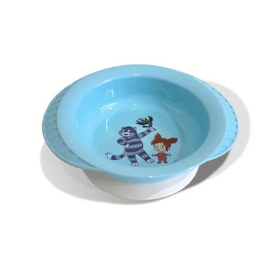 Тарелка пласт. глубокая на присоске 6 мес.+, 200 мл, голубой