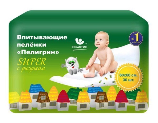 Пеленки впитывающие 60*60см (30шт.) Пелигрин