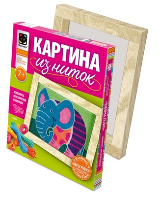 409003 Картина из ниток Слон