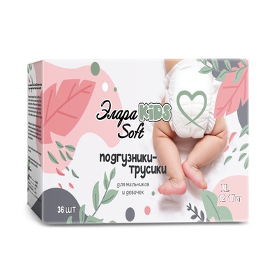Подгузники-трусики ЭлараKIDS Soft XL (12+) 36 шт.