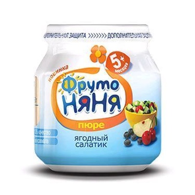Пюре Фруто Няня яблоко, черника, вишня (ягодный салат) 100 гр.
