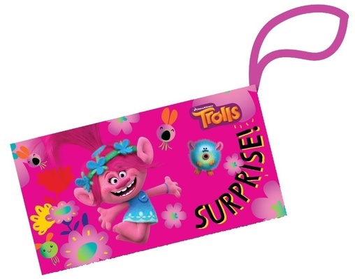 87660 Пенал плоский с ручкой "Тролли", размер 19*10 см, на молнии, полиэстер, 210 ден