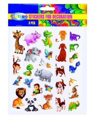 80731 Декоративные наклейки бумажные, 3 шт в упаковке, размер 15x10мм, 30x15мм, дизайны животных в а