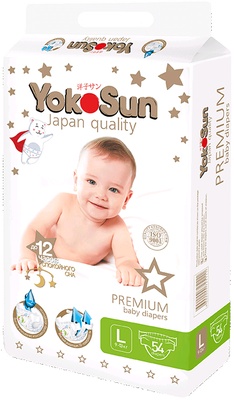 Подгузники "Yokosun" PREMIUM L 9-13 кг. (54 шт.)/4