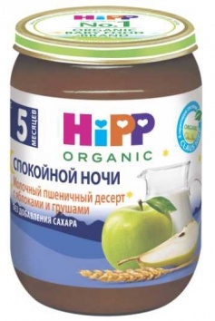 Пюре Хипп десерт мол. пшеничный с яблоками и грушами 190 гр.(БЗМЖ)