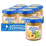 Пюре Бабушкино лукошко яблоко, груша, персик 100 гр.