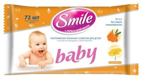 Салфетки вл. Smile Baby для детей с первых дней жизни 72шт/12