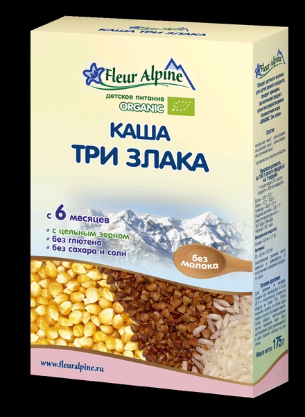 Флёр Альпин Каша Органик 3 злака с 6 мес. 175 гр /6
