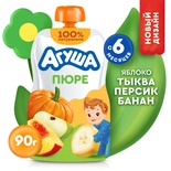 Пюре Агуша яблоко, тыква, персик, банан 90г/10