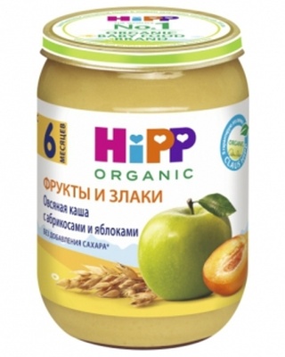 Пюре Хипп каша овсяная с абрикосом и яблоками (190)