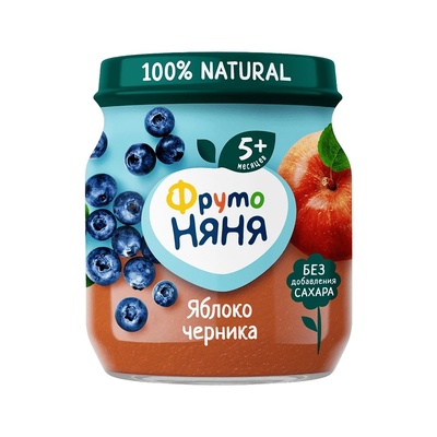 Пюре Гербер Яблоко, груша, малина, черника 90г./7