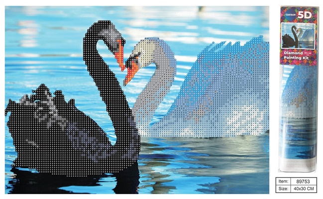 89753 Алмазная мозаика 5D "Лебеди" 30х40см