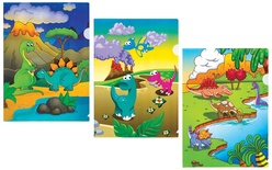 88820 Папка-уголок DINOSAUR, формат A4, L-тип,  0.15мм, цвета ассорти