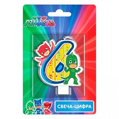 Свеча цифра 6 PJ Masks