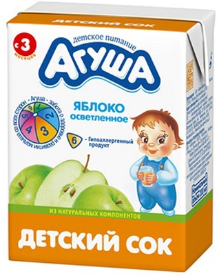 Сок Агуша яблоко осветл. 200 мл ТВА