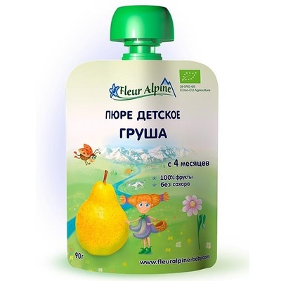 Пюре Флер Альпин Органик Груша с 4 мес. 90 гр. /6 (пауч)