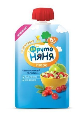 Пюре Фруто Няня яблоко, шиповник, клюква 90 г.