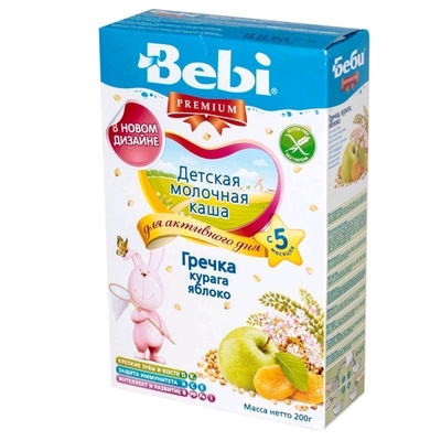 (БЗМЖ)  Каша Беби Premium гречка-курага-яблоко-молоко