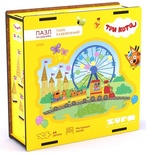 Пазл деревянный фигурный "Парк развлечений" Три кота в/к 14,5*14,5*4,8 см