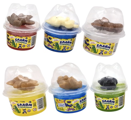 Слайм с игрушкой в комплекте 100 мл, ассорти, стакан,1/3