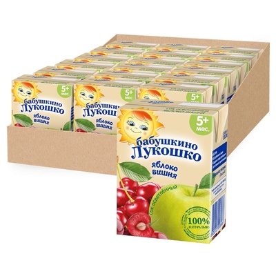 Сок Бабушкино лукошко яблоко, вишня осветл. 200 гр, т/п,1/18