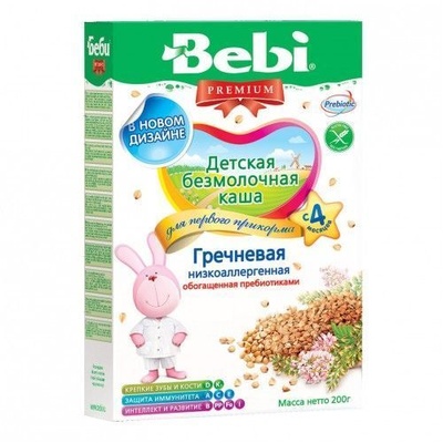 Каша Беби гречка низкоаллергенная,200г с пребиотиками 4 мес.