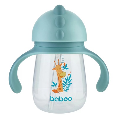 Кружка -поильник с трубочкой 260 мл. зел. Safari