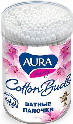Ватные палочки AURA 100шт.кр.стакан