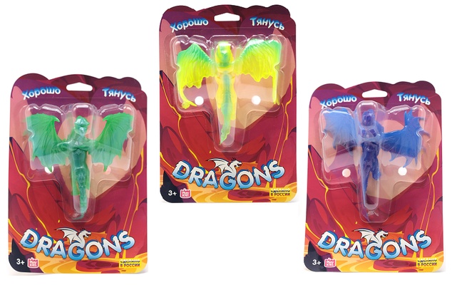 Тянущаяся фигурка "Драконы", ассорти, блистер