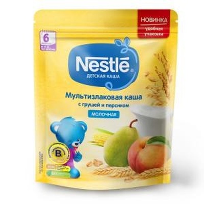 (БЗМЖ) Каша Нестле Молоко, мультизлаки, груша, персик 200г/9