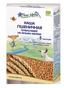 (БЗМЖ) Флёр Альпин Каша Органик Пшеничная (Спельтовая) на козьем молоке с 5 мес. 200 гр /6