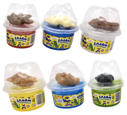 Слайм с игрушкой в комплекте 100 мл, ассорти, стакан,1/3