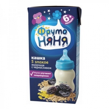 (БЗМЖ) Пюре Фруто Няня каша молоко,  5 злаков с черносливом 0,2л./27