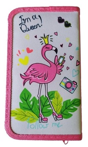 84780 Пенал корпусный "Фламинго", размер 19*11 см, на молнии, 1 отделение