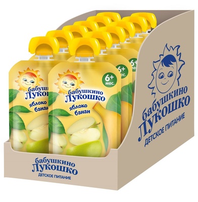 Пюре Бабушкино лукошко яблоко, банан 90 гр. м/у