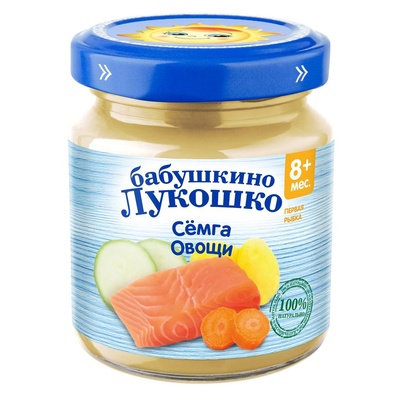 Пюре Бабушкино лукошко рагу из семги с овощами 100 гр.