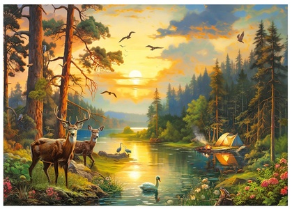 Пазлы 500 эл. Закат над лесной рекой