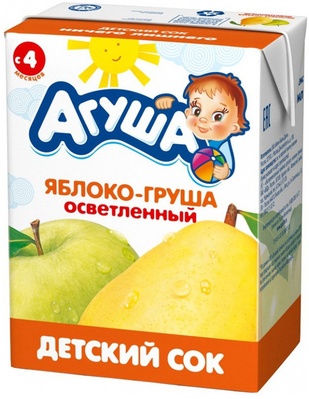 Сок Агуша яблоко,груша осветл. 200мл 