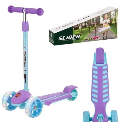 Самокат 3-колесн. колеса PU, размер 58*23*90 см, сиреневый