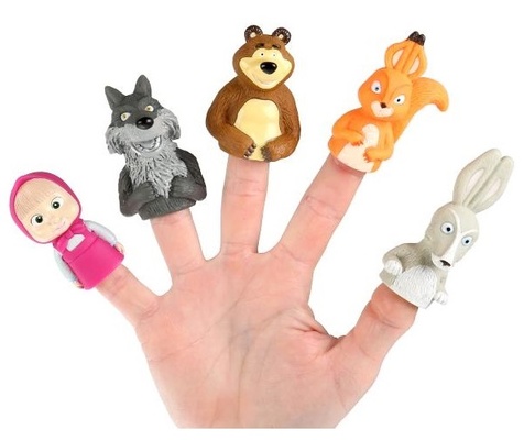 Пальчиковый театр "Маша и Медведь" 5 шт. на карт.