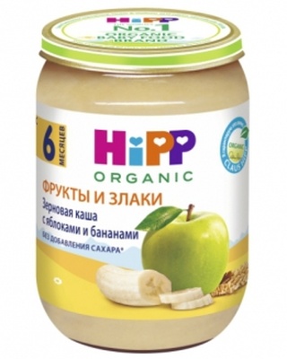 Пюре Хипп злаки,бананы,яблоки (190)