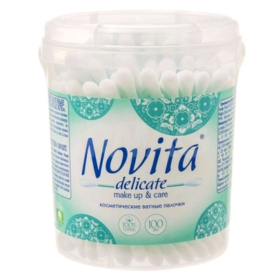 *Ватные палочки Novita Delicate 100шт стакан