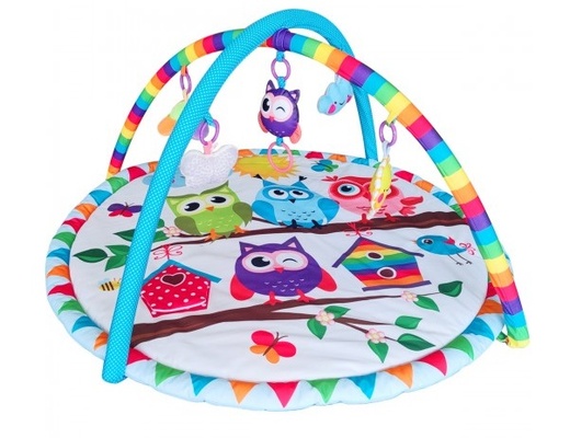 Коврик Baby Whales развивающий с дугами "Совята" (95*95*45)