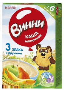 (БЗМЖ) Каша Винни Каша 3 злаков с фруктами, мол.6 мес, 200гр.