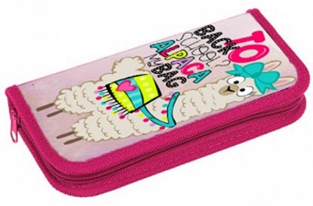 84374 Пенал корпусный Лама, размер 19*11 см, на молнии, 1 отделение, материал полиэстер,  210D