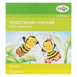 Пластилин восковой мягкий "Пчелка", 12 цветов, 180г, со стеком, картон. упаковка